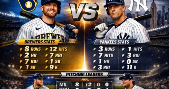Milwaukee brewers vs new york yankees match player stats