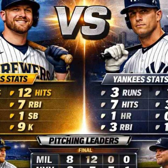 Milwaukee brewers vs new york yankees match player stats